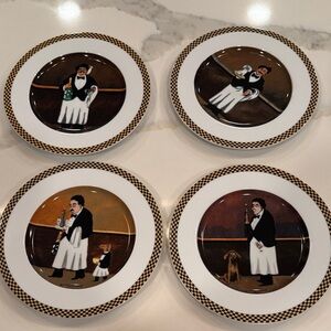 Guy Buffet Waiter Suite Porcelain Salad Plates (4)